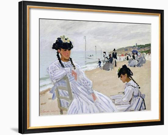 On the Beach at Trouville-Claude Monet-Framed Giclee Print