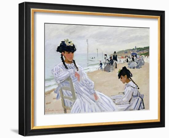 On the Beach at Trouville-Claude Monet-Framed Giclee Print