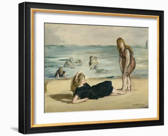 On the Beach, c.1868-Edouard Manet-Framed Giclee Print