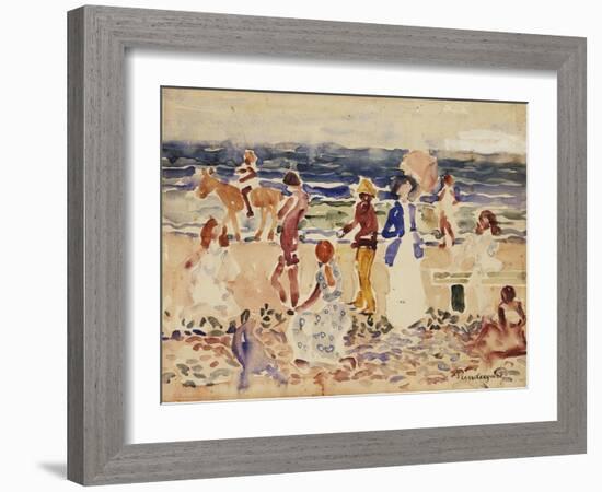 On the Beach, C.1920-23-Maurice Brazil Prendergast-Framed Giclee Print