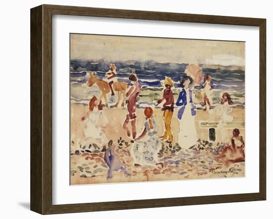 On the Beach, C.1920-23-Maurice Brazil Prendergast-Framed Giclee Print