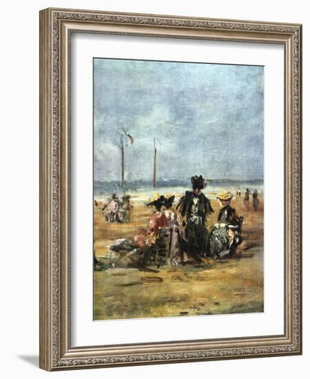 On the Beach, (Detail), 1880-Eugene Louis Boudin-Framed Giclee Print