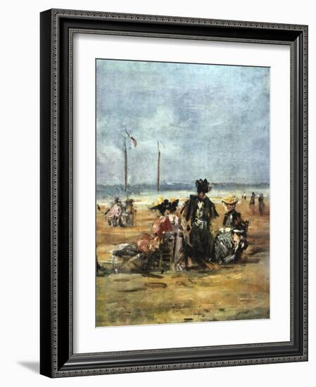 On the Beach, (Detail), 1880-Eugene Louis Boudin-Framed Giclee Print