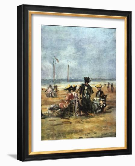 On the Beach, (Detail), 1880-Eugene Louis Boudin-Framed Giclee Print