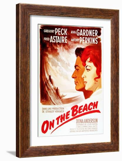 On the Beach, from Left: Gregory Peck, Ava Gardner, on French Poster Art, 1959-null-Framed Art Print