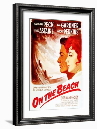 On the Beach, from Left: Gregory Peck, Ava Gardner, on French Poster Art, 1959-null-Framed Art Print