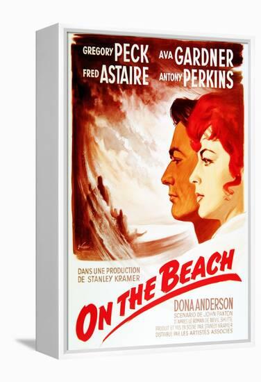 On the Beach, from Left: Gregory Peck, Ava Gardner, on French Poster Art, 1959-null-Framed Stretched Canvas