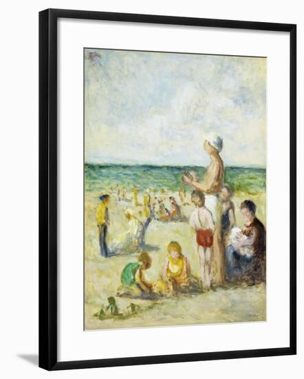 On the Beach in Normandy; Sur La Plage En Normandie, C.1930-null-Framed Giclee Print