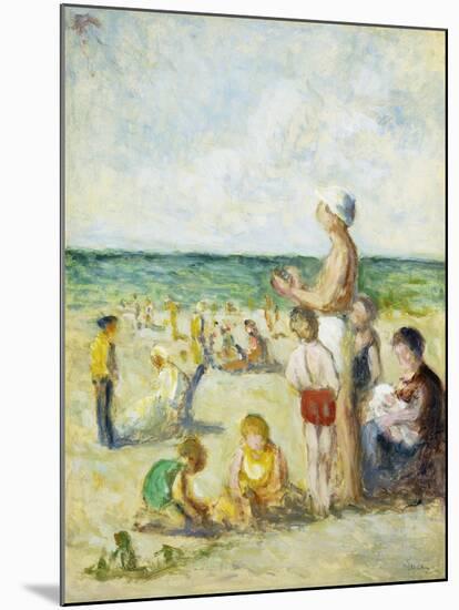 On the Beach in Normandy; Sur La Plage En Normandie, C.1930-null-Mounted Giclee Print