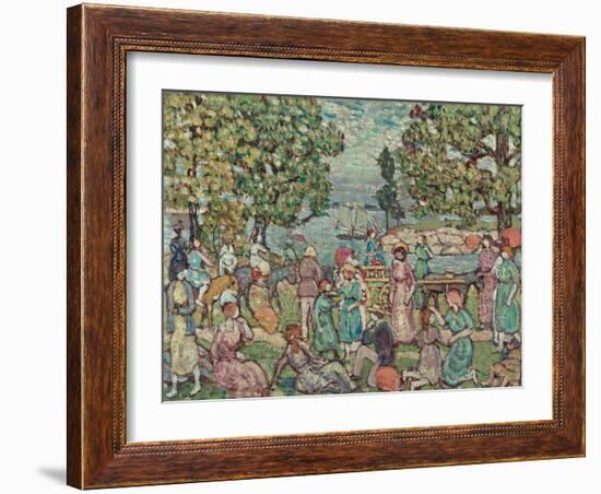 On the Beach, No. 3, 1915 (Oil on Canvas)-Maurice Brazil Prendergast-Framed Giclee Print