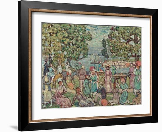 On the Beach, No. 3, 1915 (Oil on Canvas)-Maurice Brazil Prendergast-Framed Giclee Print