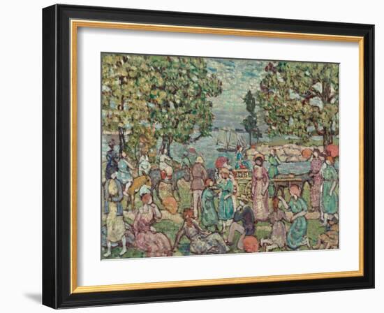 On the Beach, No. 3, 1915 (Oil on Canvas)-Maurice Brazil Prendergast-Framed Giclee Print