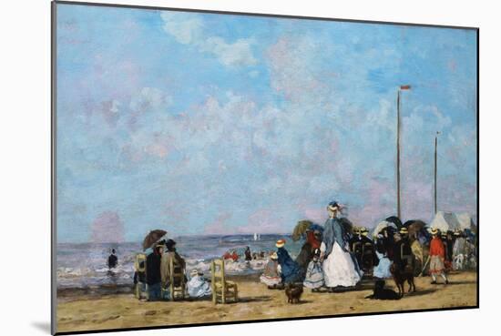 On the Beach, Trouville-Eug?ne Boudin-Mounted Giclee Print