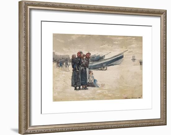 On the Beach, Tynemouth-Winslow Homer-Framed Premium Giclee Print