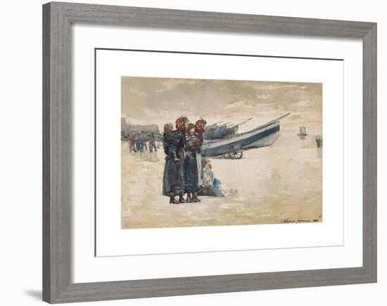 On the Beach, Tynemouth-Winslow Homer-Framed Premium Giclee Print