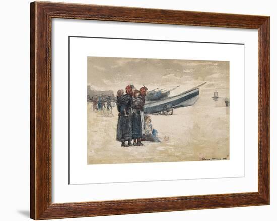 On the Beach, Tynemouth-Winslow Homer-Framed Premium Giclee Print