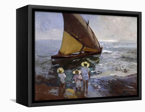 On the Beach, Valencia-Joaquín Sorolla y Bastida-Framed Premier Image Canvas