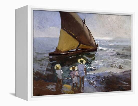 On the Beach, Valencia-Joaquín Sorolla y Bastida-Framed Premier Image Canvas