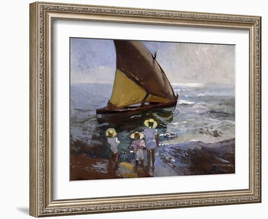 On the Beach, Valencia-Joaquín Sorolla y Bastida-Framed Giclee Print