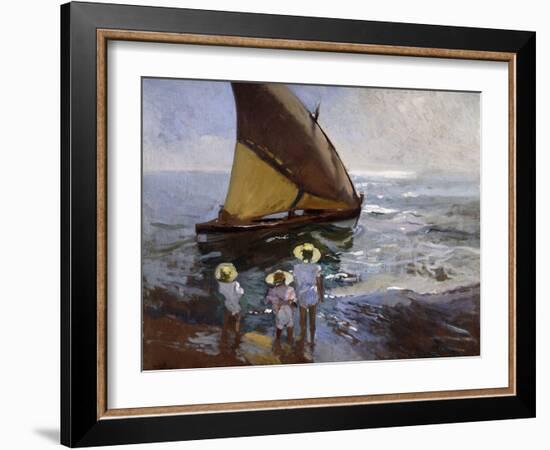 On the Beach, Valencia-Joaquín Sorolla y Bastida-Framed Giclee Print