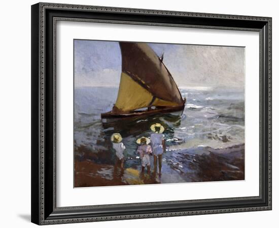 On the Beach, Valencia-Joaquín Sorolla y Bastida-Framed Giclee Print