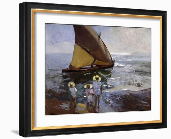 On the Beach, Valencia-Joaquín Sorolla y Bastida-Framed Giclee Print