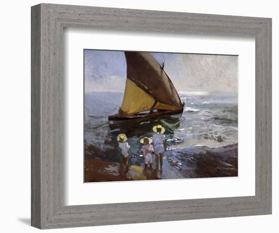 On the Beach, Valencia-Joaquín Sorolla y Bastida-Framed Giclee Print