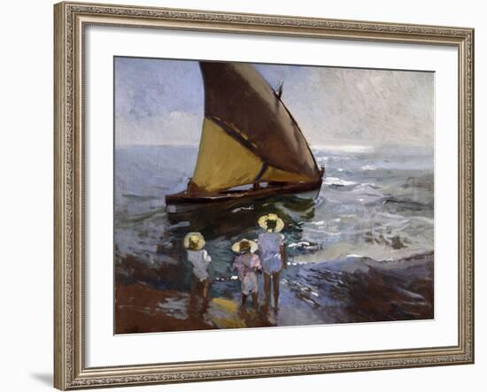 On the Beach, Valencia-Joaquín Sorolla y Bastida-Framed Giclee Print