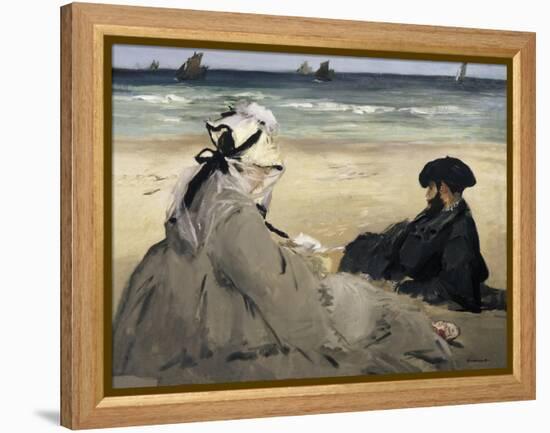 On the Beach-Edouard Manet-Framed Stretched Canvas