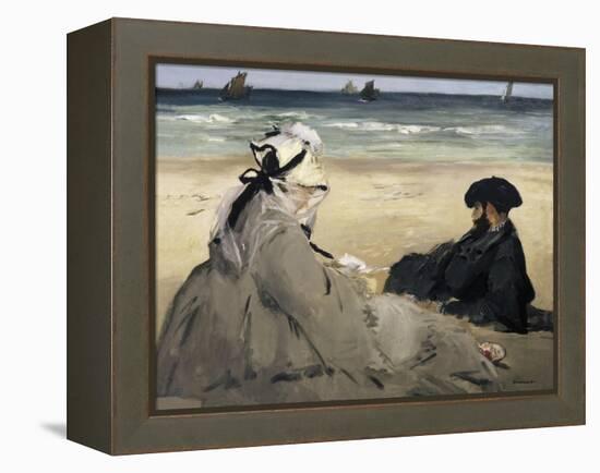 On the Beach-Edouard Manet-Framed Stretched Canvas