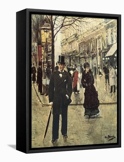 On the Boulevard-Jean Béraud-Framed Stretched Canvas