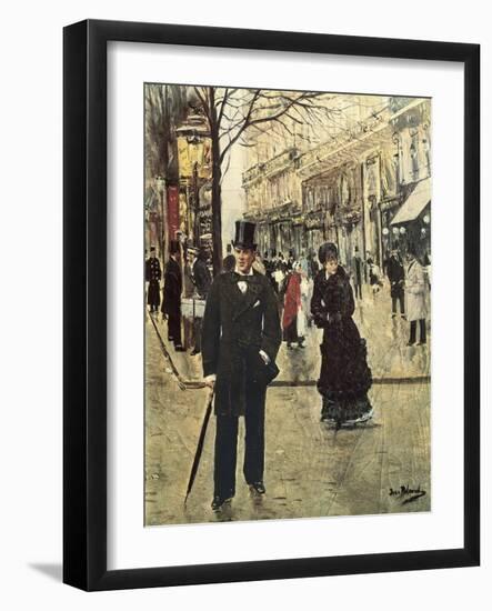 On the Boulevard-Jean Béraud-Framed Art Print