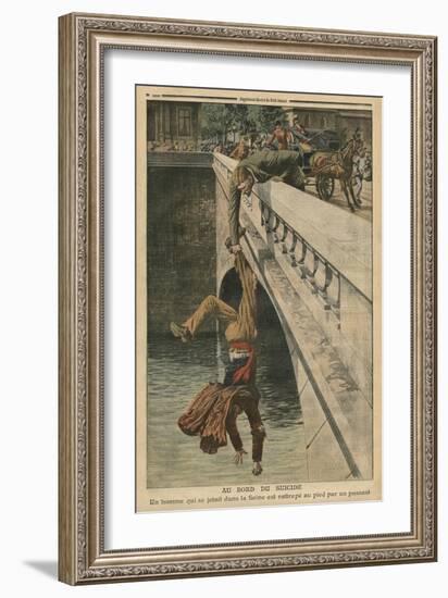 On the Brink of Suicide, Illustration from 'Le Petit Journal', Supplement Illustre, 19th June 1910-French School-Framed Giclee Print