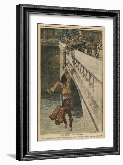 On the Brink of Suicide, Illustration from 'Le Petit Journal', Supplement Illustre, 19th June 1910-French School-Framed Giclee Print
