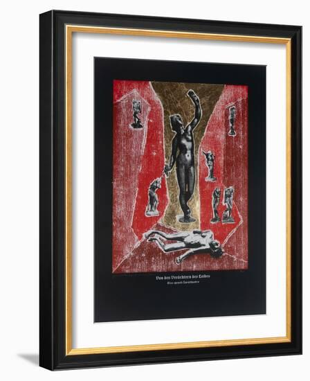 On the Despisers of the Body, Thus Spoke Zarathustra, 2023 (Woodcut and Silkscreen)-Guilherme Pontes-Framed Giclee Print