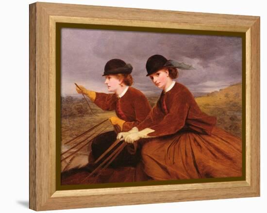 On the Downs - Two Ladies Riding Side-Saddle-James Hayllar-Framed Premier Image Canvas