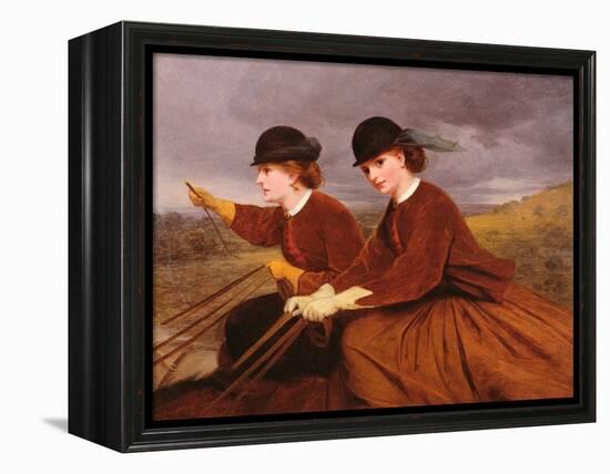 On the Downs - Two Ladies Riding Side-Saddle-James Hayllar-Framed Premier Image Canvas