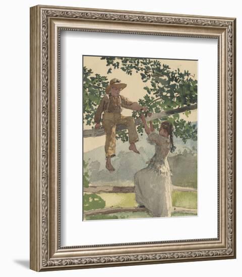 On the Fence, 1878-Winslow Homer-Framed Art Print