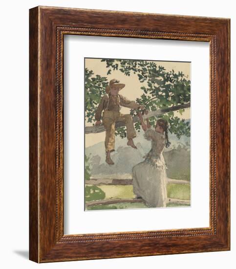 On the Fence, 1878-Winslow Homer-Framed Art Print