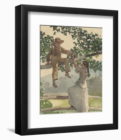 On the Fence, 1878-Winslow Homer-Framed Art Print