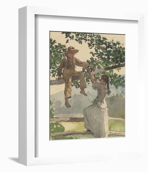 On the Fence, 1878-Winslow Homer-Framed Art Print