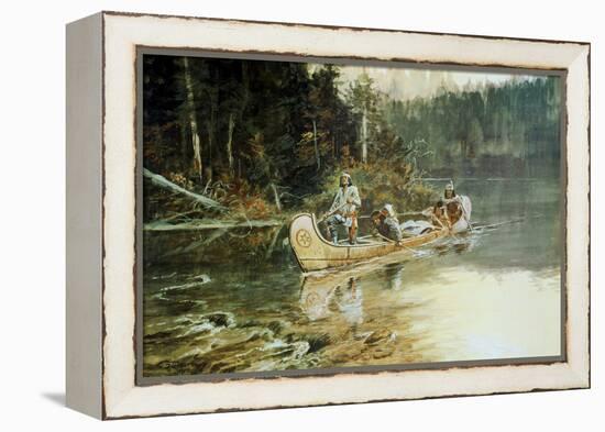 On the Flathead-Charles Marion Russell-Framed Stretched Canvas