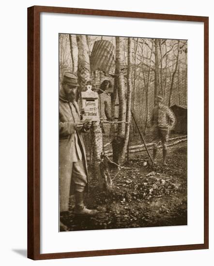 On the French Lorraine Front: a Poilu's Camp Letter-Box and Buzzard Mascots-English Photographer-Framed Giclee Print