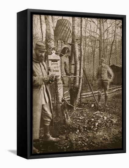 On the French Lorraine Front: a Poilu's Camp Letter-Box and Buzzard Mascots-English Photographer-Framed Premier Image Canvas