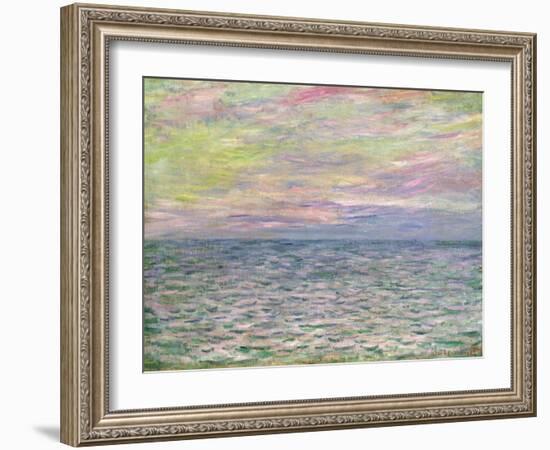 On the High Seas, Sunset at Pourville; Coucher De Soleil a Pourville, Pleine Mer, 1882-Claude Monet-Framed Premium Giclee Print