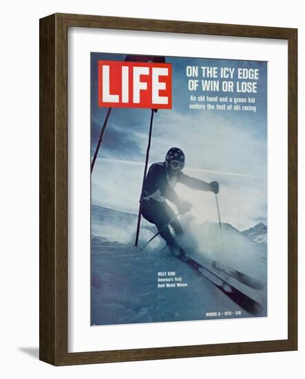 On the Icy Edge of Win or Lose, Billy Kidd, America's First Gold Medal Winner, March 6, 1970-George Silk-Framed Photographic Print