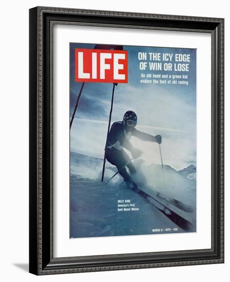 On the Icy Edge of Win or Lose, Billy Kidd, America's First Gold Medal Winner, March 6, 1970-George Silk-Framed Photographic Print