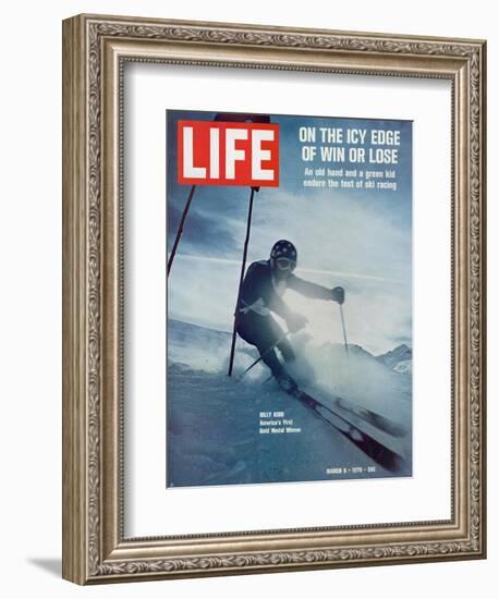 On the Icy Edge of Win or Lose, Billy Kidd, America's First Gold Medal Winner, March 6, 1970-George Silk-Framed Photographic Print