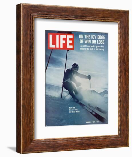 On the Icy Edge of Win or Lose, Billy Kidd, America's First Gold Medal Winner, March 6, 1970-George Silk-Framed Photographic Print