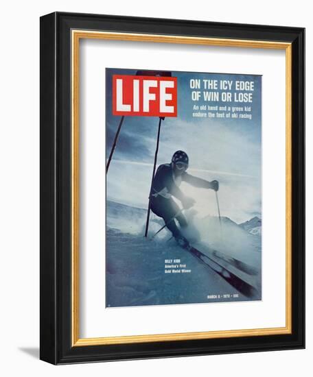 On the Icy Edge of Win or Lose, Billy Kidd, America's First Gold Medal Winner, March 6, 1970-George Silk-Framed Photographic Print